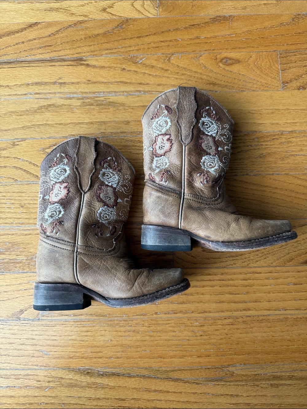 Brown Leather Embroidered Western Cowgirl Boots - Toddler Size 9
